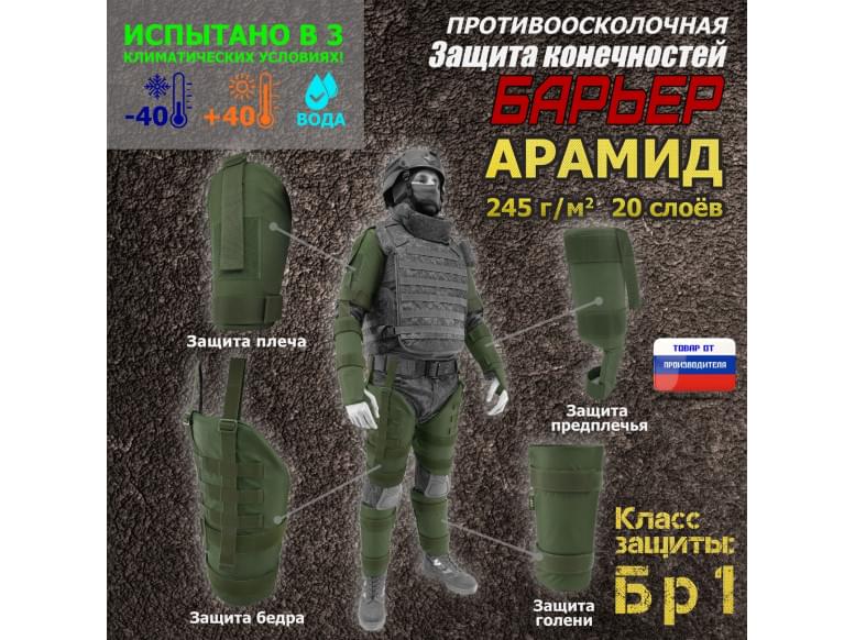 Комплект противоосколочной защиты "Барьер". Арамид (кевлар). Класс защиты Бр 1. 