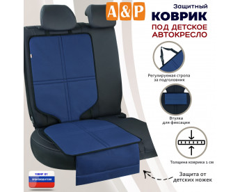Коврик под детское автокресло. Цвет: синий с черной окантовкой.