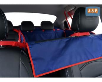 Автогамак Happy Dog Premium (Хэппи Дог Премиум). На 2/3 заднего сиденья. Цвет: синий с красной окантовкой.