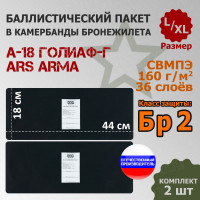 Баллистические пакеты в камербанды бронежилета А-18 Голиаф-Г от Ars Arma. Размер L/XL. 44x18 см. Класс защитной структуры Бр 2.