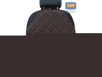 Накидка на спинку сиденья автомобиля. Искусственная кожа. Цвет: коричневый с белой прострочкой Ромб.